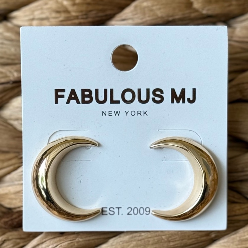 Gold Crescent Earrings